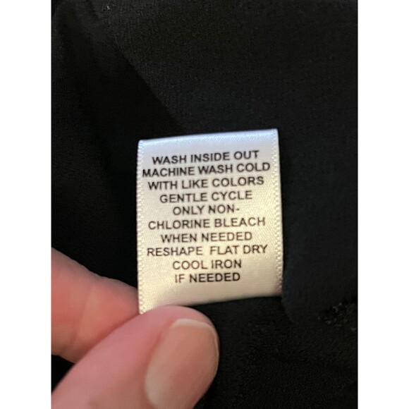 ELLE Shirt Womens Small Black White Peter Pan Collar Tie Neck Sleeveless Top - Picture 7 of 7